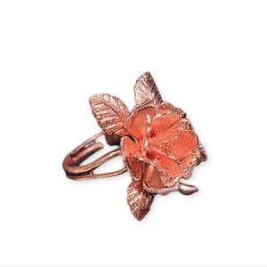 Copper Rose Adjustable Flower Ring sz 6